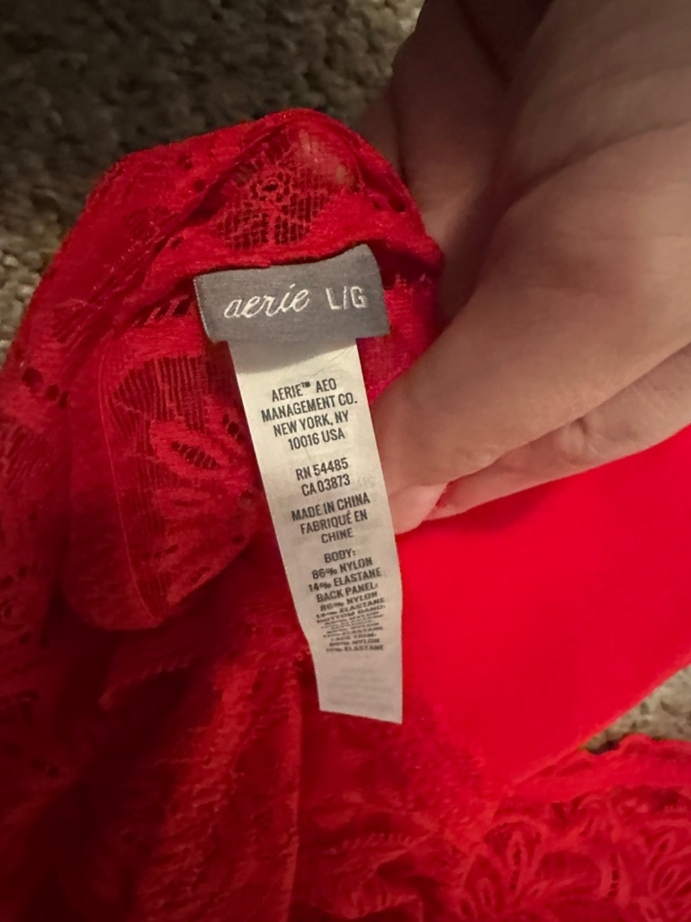 aerie Floral Lace Racerback Bralette - Red - Picture 2 of 3
